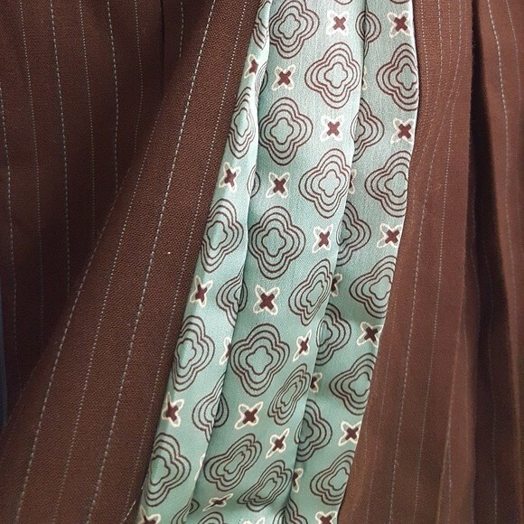 ATL Studio Brown Blue Pinstripe Pleated Skirt - Picture 3 of 5